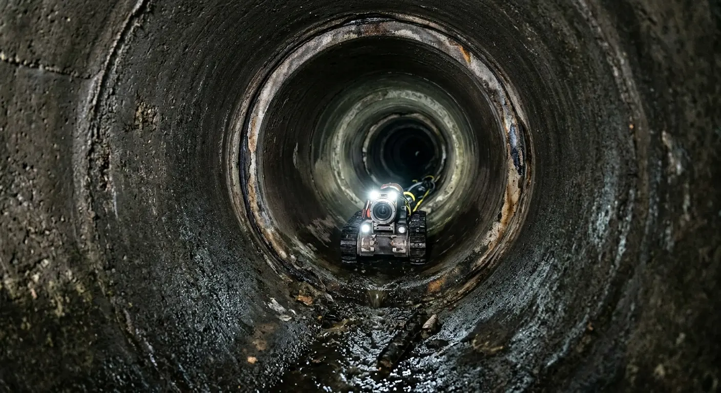 Robotic sewer camera inspecting pipe interior for Drain Snake Service in West Modesto